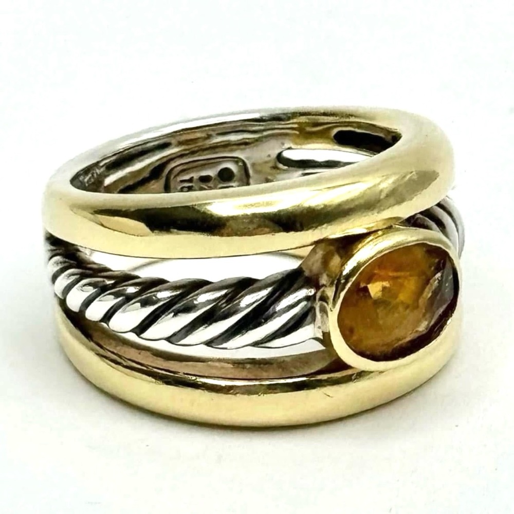 David Yurman Three Row Stack Ring With Citrine An… - image 3